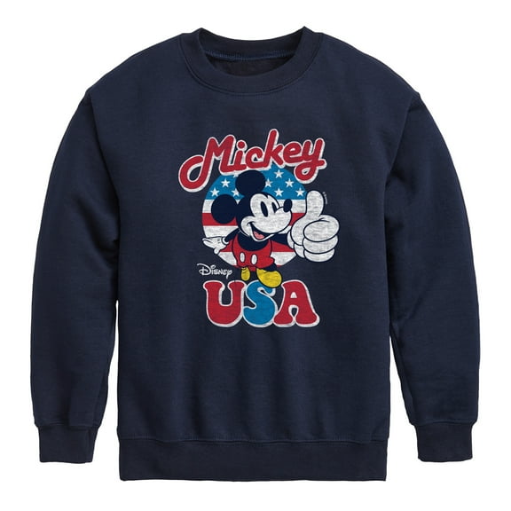Disney - Americana - Mickey Mouse USA Flag - Toddler And Youth Crewneck Fleece Sweatshirt