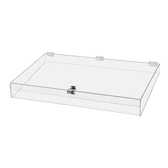 Acrylic Locking Display Case for Jewelry 24" x 18" x 3.75" Clear Rectangular Display Box Security Showcase Safe Box with Lock and Key for Jewelry Selling Collector Watches Knives by Marketing Holders