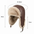 thumbnail image 2 of Winter Aviator Trapper Hat PU Leather Pilot Cap with Ear Flaps Warm Lined Unisex, 2 of 8