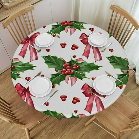 

BANET Round Fitted Table Covers Elastic Edge Circle Tablecloth for Dining Party Holiday Fits Round Table 42 -46