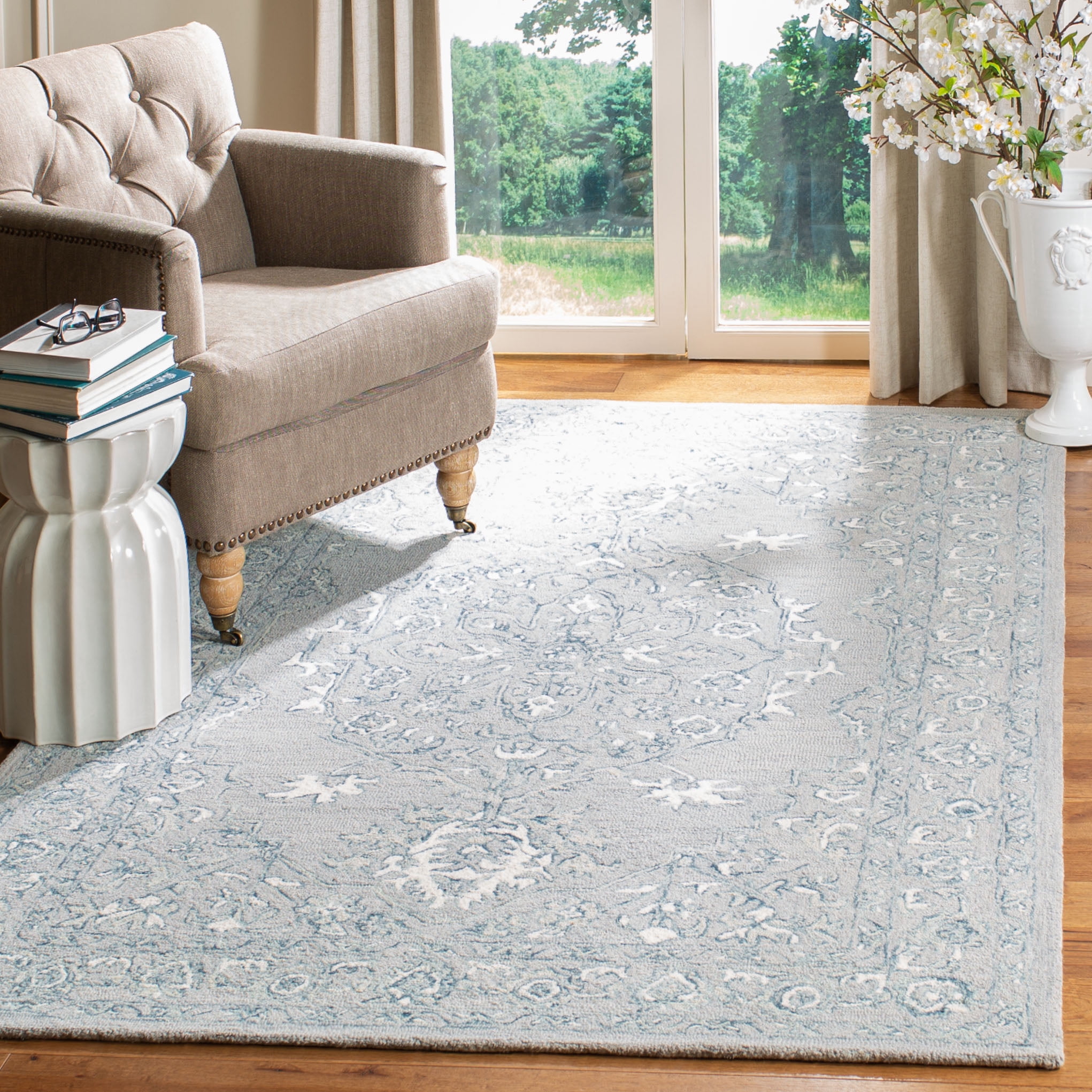 SAFAVIEH Micro-Loop Britton Oriental Area Rug, Light Grey/Ivory, 2'6" x 4'