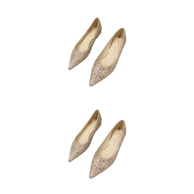 Qarigey Zapatos planos puntiagudos de 2 piezas para mujer, cuero de fibra, textura rica, cómodos zapatos de corte para mujer, boda Type9 NO9