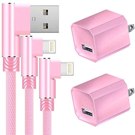 Charger  2-Pack 6FT/2M Epacks Nylon Braided 90 Degree Fast Charging Cord Data Sync Transfer Cable USB Wall Charger 5V Power Adapter Compatible with   Mobile Digital Device  Pink price history on PriceWatchPro