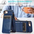 thumbnail image 6 of Feishell Fit for iPhone 7/8/SE 2020/SE 2022 Case with Credit Card Slots,Shockproof Premium PU Leather Magnetic Buckle Vertical & Horizontal Kickstand Back Flip Wallet Protective Phone Cover,Darkblue, 6 of 7