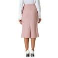 thumbnail image 3 of INSPIRE CHIC Women's Work Solid Skirt Below Knee Lenght Fishtail Skirts with Belt M Pink, 3 of 5