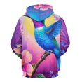 thumbnail image 3 of Vibrant Hummingbird Floral Art-1 Men's Women Vintage 3D Hooded Sweatshirt - All-Season Loose Fit Streetwear, 3 of 6