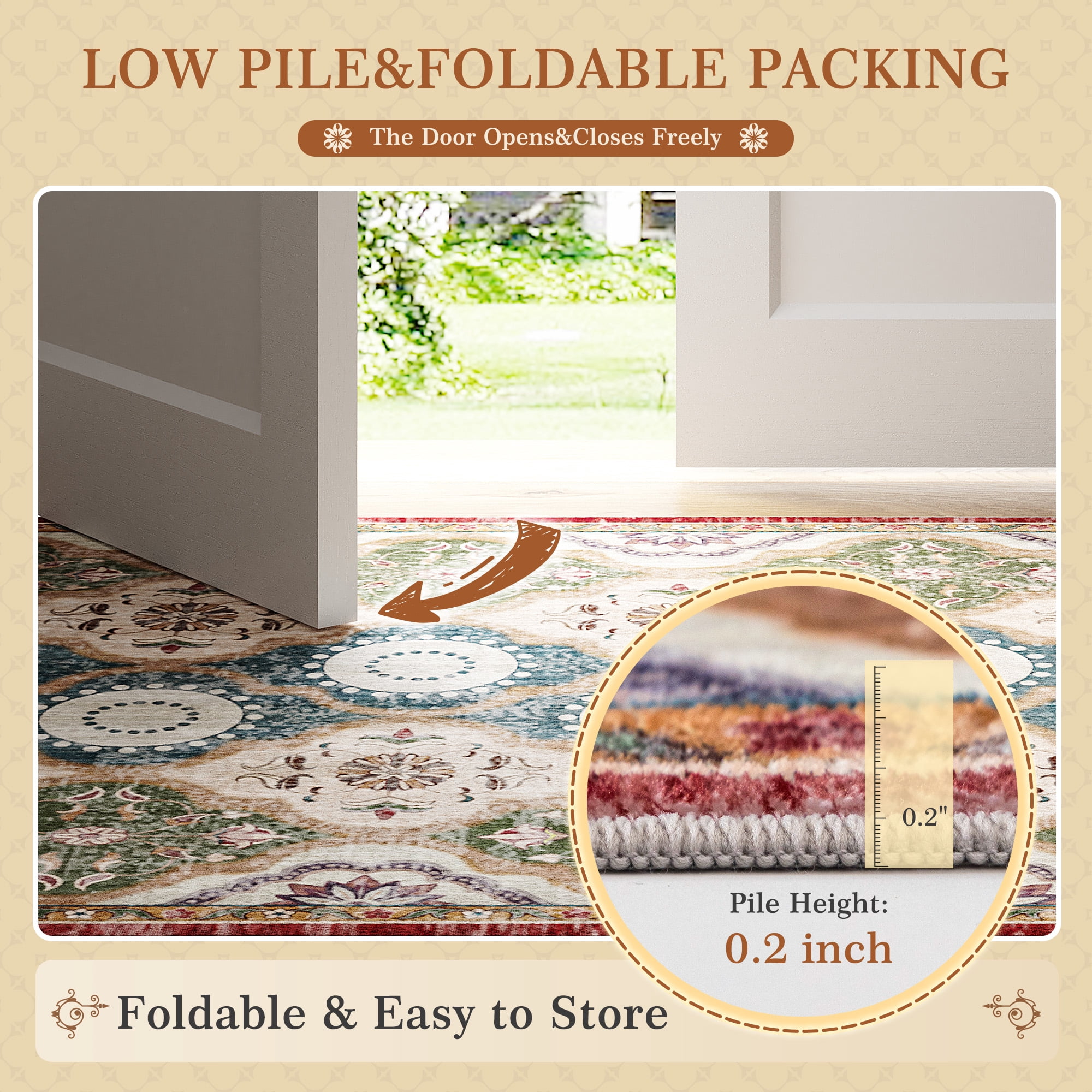 EnHomee 8x10 Area Rugs for Living Room Bedroom Vintage Indoor Carpet Rugs Machine Washable Area Rug,Red and Green
