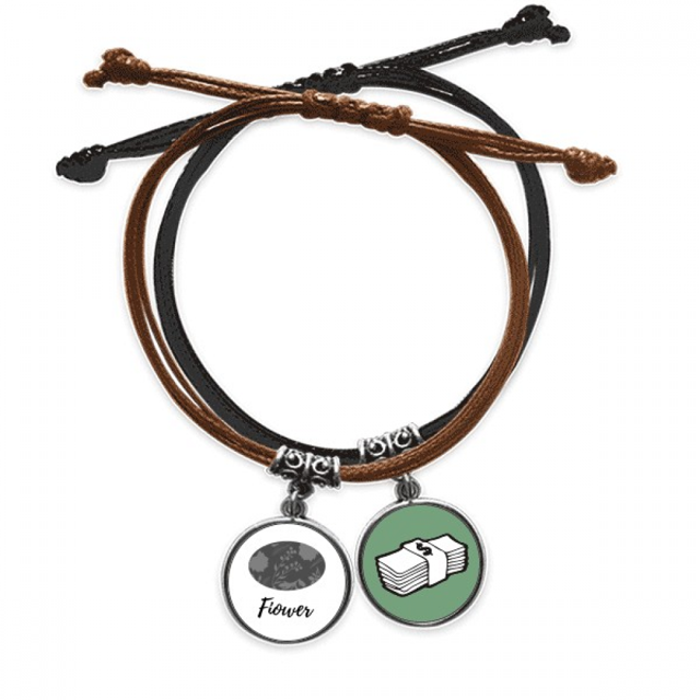 Abstracto Arte Botanica plantas patron Pulsera Cuerda Mano Cadena Cuero Dinero Pulsera Unbranded M