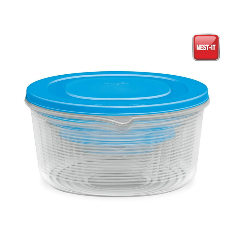 Milton BPA-Free Plastic Mixing Bowl Set Meal Prep & Food Storage Containers  with Lids, Set of 6 Blue 
