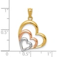 thumbnail image 4 of 14K Two-Tone And White Rhodium Polished 3 Hearts Pendant (25 X 17) Made In United States d4356, 4 of 6