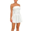 thumbnail image 4 of Caoirhny Women´s Summer Tube Dress, Strapless Solid Color Ruched Flared Mini A-Line Dress, 4 of 9