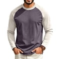 thumbnail image 3 of UDAUDU Mens Tops Crew Neck Raglan Block Casual Long Sleeve Tshirts Regular Fit Work Blouses 4XL, 3 of 5