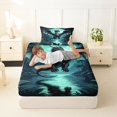thumbnail image 4 of Homewish Magic Dragon Twin Sheets,Moon Print Bedding,Green,3pcs,1 Fitted Sheet and 1 Pillowcase, 4 of 6