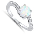 thumbnail image 4 of CHOOSE YOUR COLOR Round White Simulated Opal Promise Ring .925 Sterling Silver Band CZ Female Size 5, 4 of 4