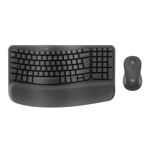 Logitech Wave Keys MK670 Combo, Wireless Ergonomic Keyboard with Signature M650 L Wireless Mouse, Comfortable Natural Typing, Bluetooth, Logi Bolt, fo