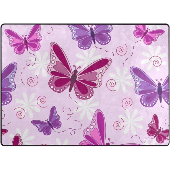 SKYSONIC Muticolor Butterfly 80x58 inches Lightweight Soft Area Rug Mat Indoor Floor Rugs Home Decoration for Kids Room Living Room