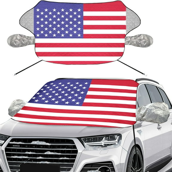 Car Magnetic Windshield Snow Cover, 4-Layer Protection for All Weather Windshield Cover with Straps & Side Mirrors Cover for Cars Sedans