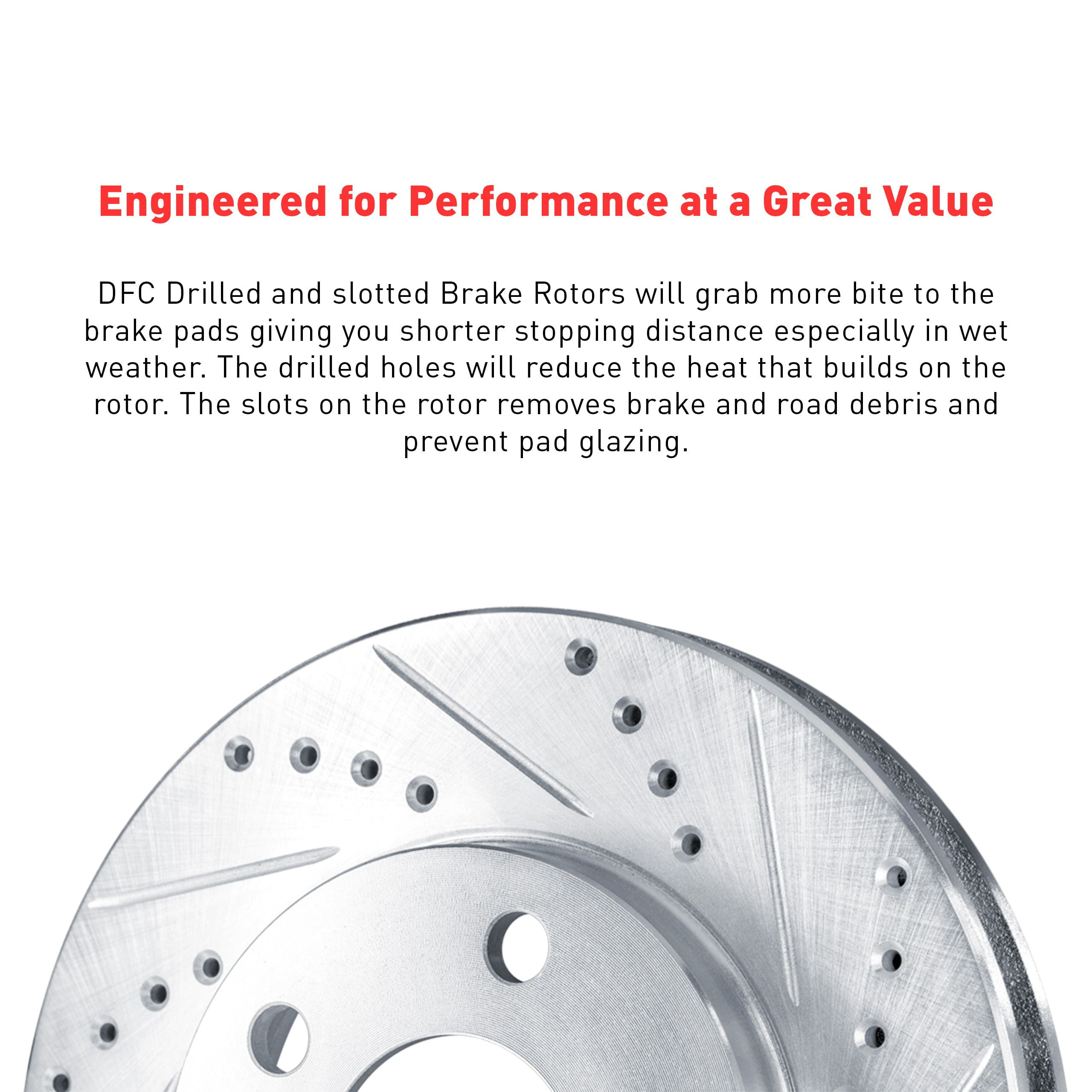 Dynamic Friction Company Front Brake Rotors Drilled and Slotted Silver - 7002-52003