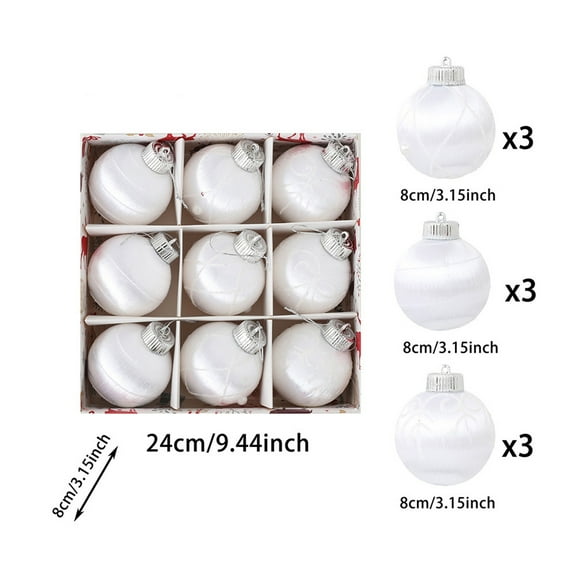 Fwttom 3.15" Christmas Ball Ornaments | Hanging Holiday Gifts, 9pcs Shatterproof Christmas Ornaments, Christmas Tree Ornaments for Wedding Party Christmas Decorations