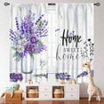 thumbnail image 5 of Purple Rustic Kitchen Curtains,Farmhouse Country Vintage Wood Floral Flower Sweet Love Home Short Cafe Window Curtain for Bedroom Living Room Bathroom 2 Panels,84X84 Inch, 5 of 5