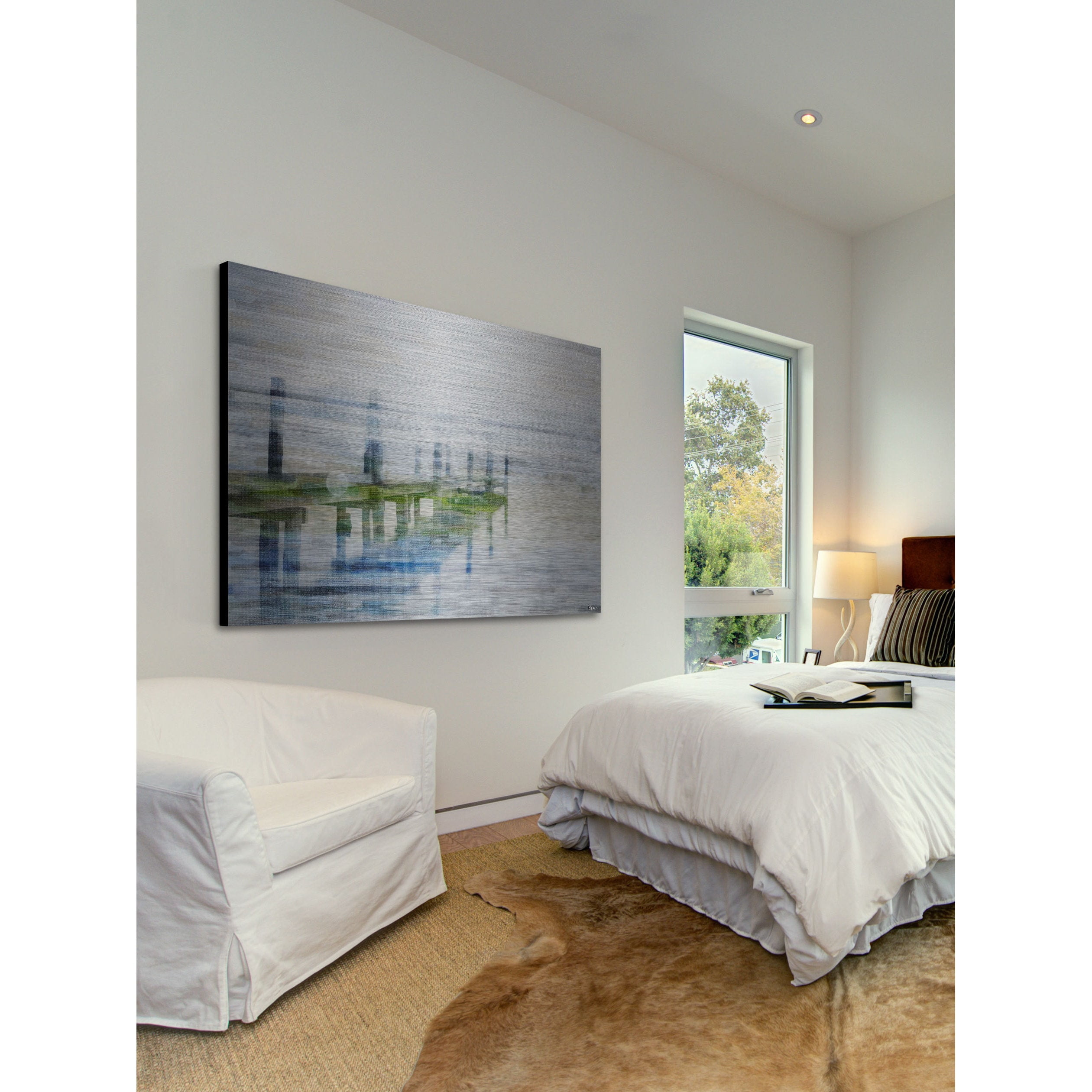 Parvez Taj  'Dock Mist' Painting Print on Brushed Aluminum 24 x 16