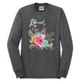 thumbnail image 2 of Wild Bobby, Cute Hearts and Flowers Blessed, Inspirational/Christian, Men Long Sleeve Shirt, Heather Black, 3XL, 2 of 3