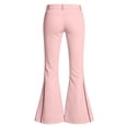 thumbnail image 6 of YaEYa Girls School Uniform Pant Striped Slim Fit Bell Bottom Trousers Fitted Flare Leg Pants High Waist With Side Pocket Button Fly Trouser Preppy Outfit (Pink,5-6 Years), 6 of 7