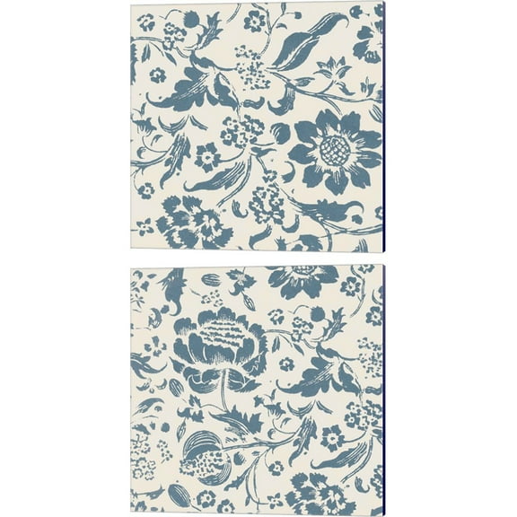 Great Art Now Floral Toile by Wild Apple Portfolio 2 Piece Canvas Art Set Each 14"W x 14"H
