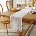 thumbnail image 5 of Hotian Macrame Knit Fall Table Runner with Tassel for Kitchen Dining Home Decor White 102"x9.5", 5 of 5
