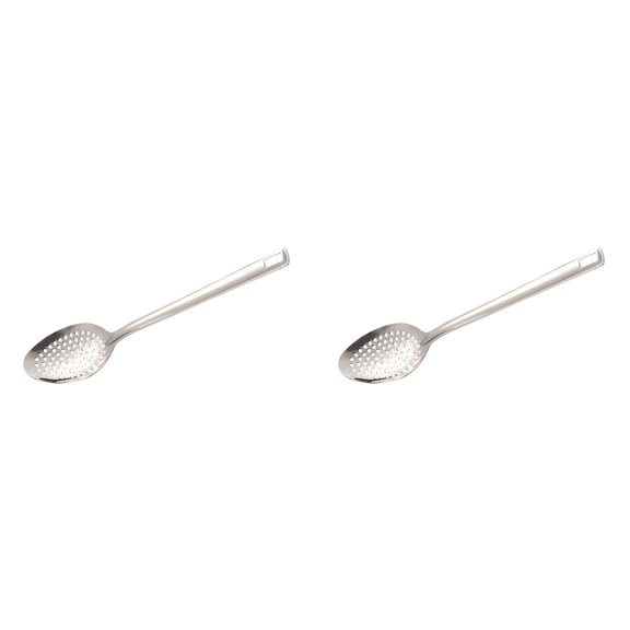 11 Inch Large Slotted Serving Spoon - Stainless Steel Perforated Cooking Spoon with Long Handle, Kitchen & Restaurant Utensil for Draining and Serving (2PC)