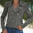 thumbnail image 4 of KaLI_store Coat for Womens Fashion Women's Leather Zip Up Motorcycle Crop Jacket Moto Biker Coat Grey,XL, 4 of 5
