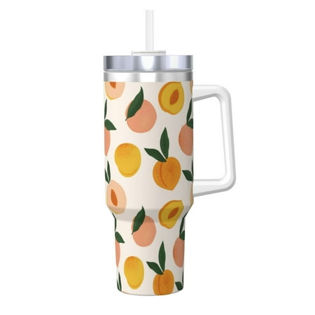 

Fuzoiu Peach1 Print 40OZ Ice Bully Stainless Steel Insulated Cup with Handle and Straw - Perfect for Travel and Sports