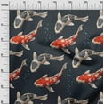 thumbnail image 2 of oneOone Polyester Lycra Dark Navy Blue Fabric Bubbles & Koi Fish Ocean Craft Projects Decor Fabric Printed By The Yard 56 Inch Wide, 2 of 4