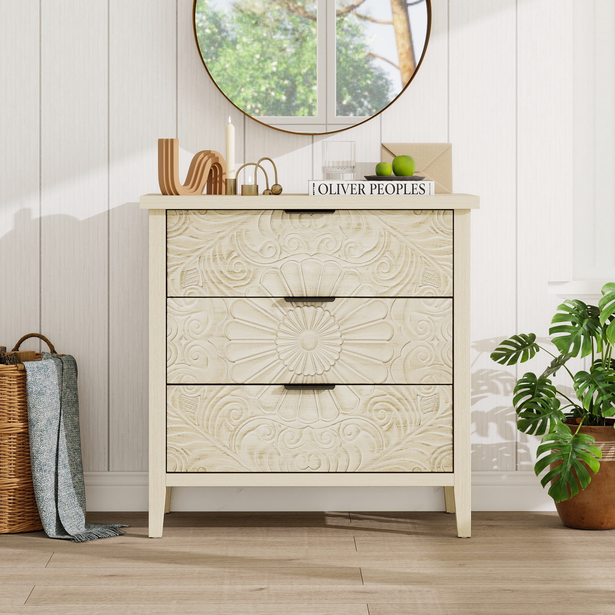 Gewnee 3 Drawer Cabinet, American Furniture, Suitable for Bedroom, Living Room, Study