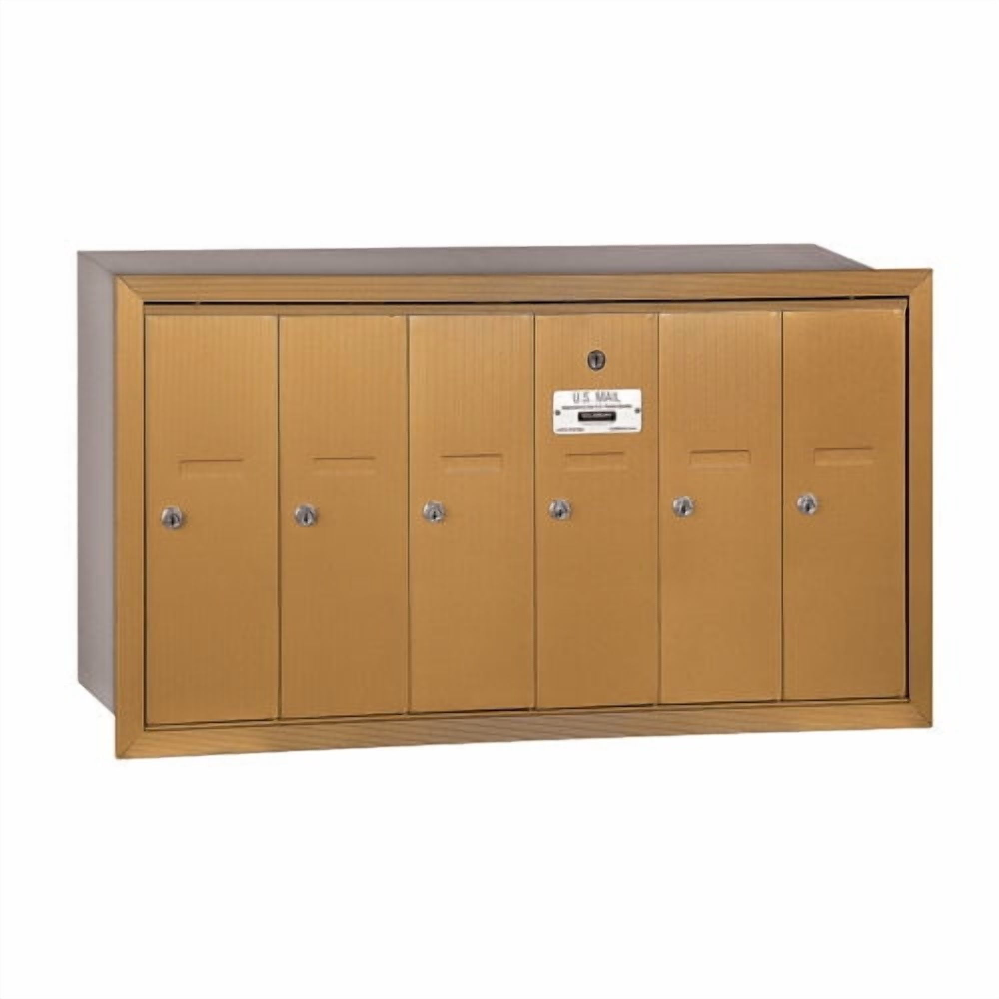 Vertical Mailbox - 6 Doors - Sandstone - Recessed Mounted - USPS Access