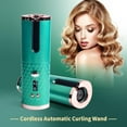 thumbnail image 2 of Automatic Curling Iron, Hair Curling Iron for Hair Styling, Cordless Auto Hair Curler, with 6 Temps and Timers, Auto Shut-Off, Fast Heating, Rechargeable Cordless Hair Curler 1 (Green) (Green), 2 of 5