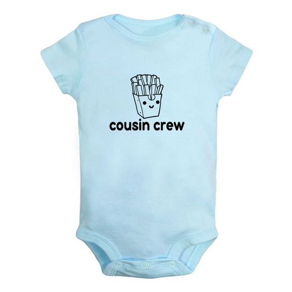 Cousin Crew & Chips Image Print Rompers For Babies, Newborn Baby Unisex Bodysuits, Infant Jumpsuits, Toddler 0-12 Months Kids One-Piece Oufits (Blue, 6-12 Months)