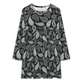 thumbnail image 2 of Grey Black Bandana Paislry Pattern Loose Dress Evening Dress Summer Dresses for Women Luxury Dress Long Sleeved Dress, 2 of 4