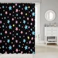 thumbnail image 2 of Manfei Dreamy Stars Polka Dot Shower Curtain 72Wx72L,Kawaii Cartoon Theme Bathroom Curtain,Black, 2 of 5