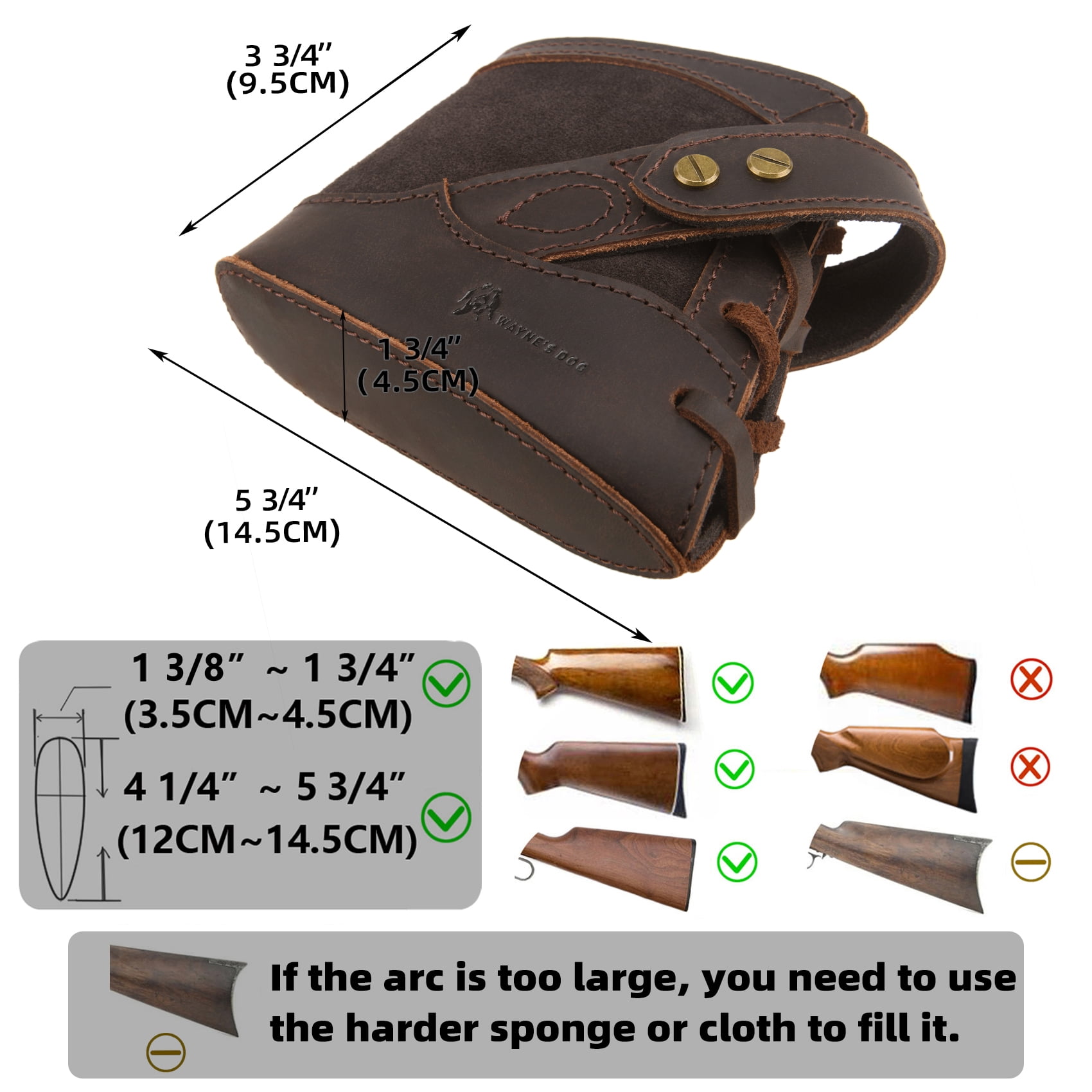 WAYNE'S DOG No Drill Leather Gun Recoil Pad Buttstock +Gun Barrel Mount+Sling
