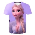 thumbnail image 1 of 2-14 años niña Frozen Anna Elsa dulce camisetas niñas ropa Disney dibujos animados camiseta niños verano manga corta cumpleaños regalos 6T Gao Jinjia LED, 1 of 2