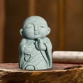thumbnail image 2 of deevoka Japanese Monk Figurine Tea Pet Buddha Sculpture for Desk Shelf Tea Room Holding Prayer Beads, 2 of 8