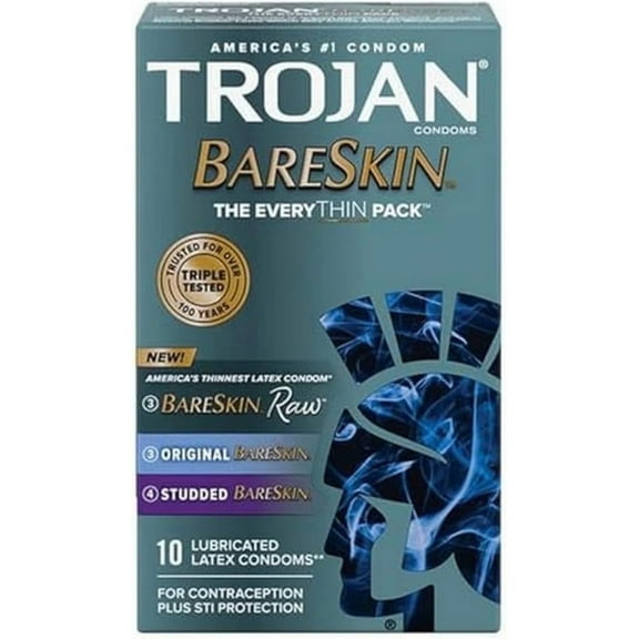 Trojan Bareskin Condoms, Everythin Variety Pack, 10 Count