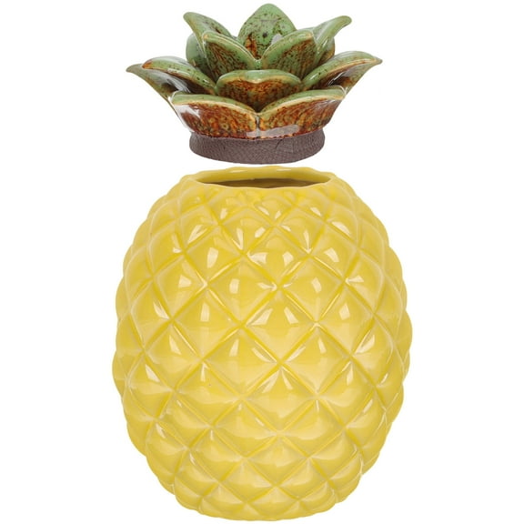 Raindrops Yellow Ceramic Tea Storage Box with Airtight Lid for Loose Leaf Tea and Candy Storage Pineapple Shape Home Decor