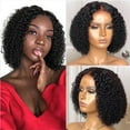 thumbnail image 5 of YSGFHGJW Headband Wig Human Hair,Short Roll Curly Hair Middle Score Wig Fashion Natural Wig High Temperature Wire 13.77in Short Wig For Women Daily LifeParties, Festivals,Black, 5 of 8