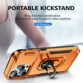 thumbnail image 7 of for iPhone 14 Pro Hard Case, with Camera Cover & Kickstand Holder, Built-in 360°Rotate Ring Stand Anti-scratch Drop Protection Magnetic Phone Case for Apple iPhone 14 Pro - Orange, 7 of 7