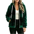 thumbnail image 2 of QUNYINEY Plaid Womens Jacket Sherpa Fleece Hooded Full Zip Winter Outerwear Jackets Long Sleeve with Pockets Warm Coats, 2 of 6