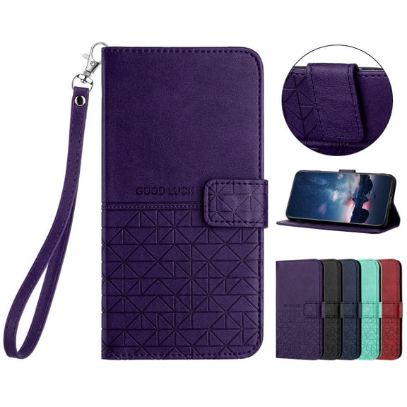 TECH CIRCLE Folio Phone Case for iPhone 15 Plus (2023) - Lightweight Leather Shell with Stand Wallet Cover with [Card Slot Holder/Pocket] Portable Carrying Simple Case with [Wrist Strap], Purple