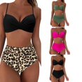 thumbnail image 4 of Traje de baño de mujer con escote en V profundo, cintura alta dividida, bikini sexy ajustado, 4 of 5