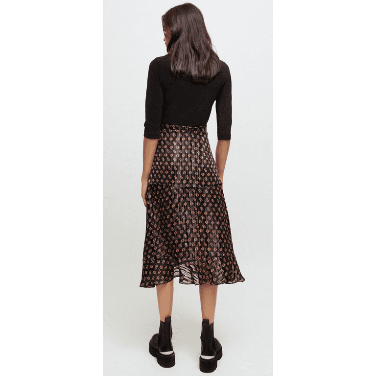 Cotton patchwork monogram print mid-length T-shirt skirt dress
